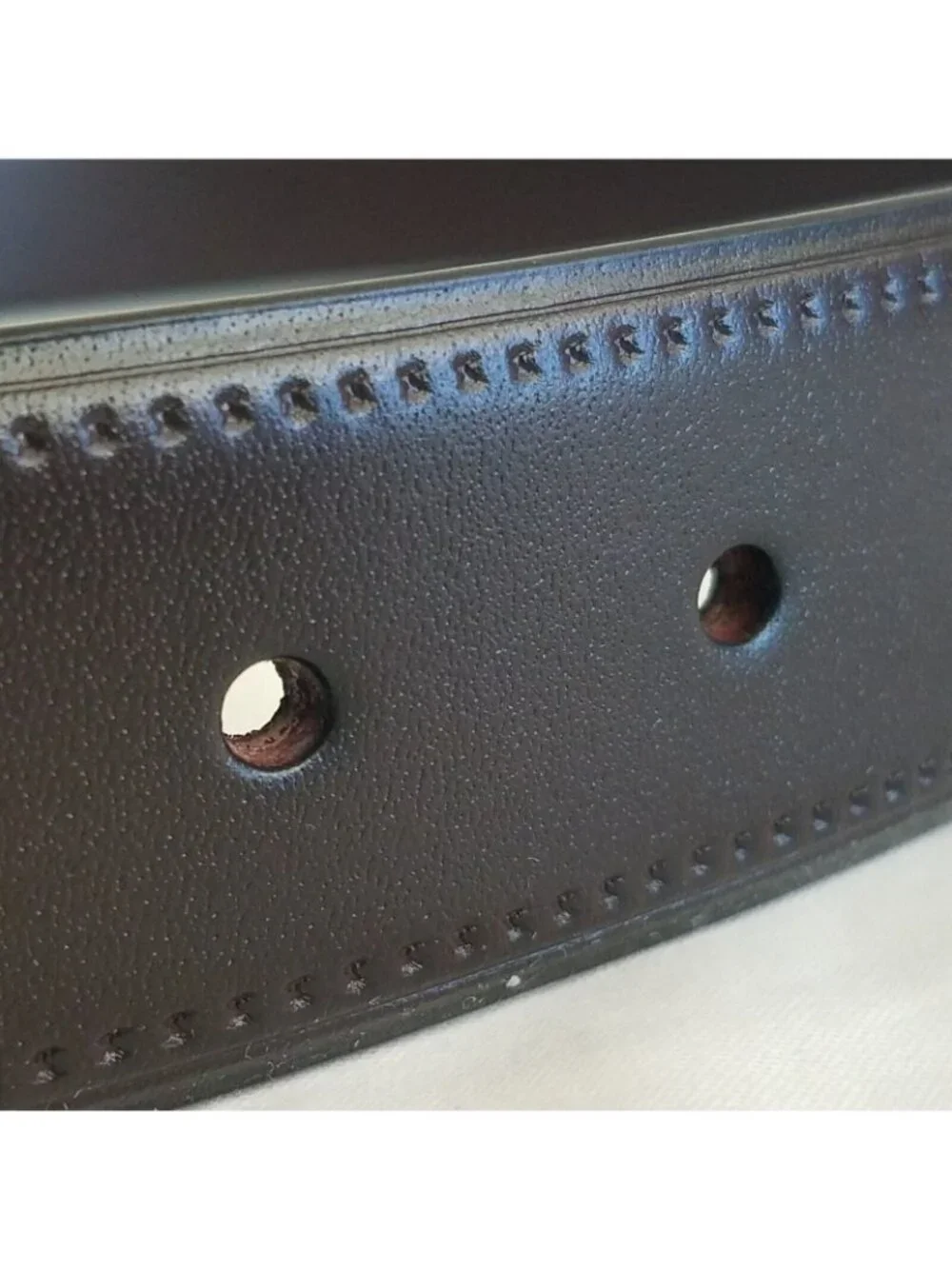 Paisley & Gray Mens Dark Brown Leather Belt SIZE 36 Brushed Silver Tone Buckle